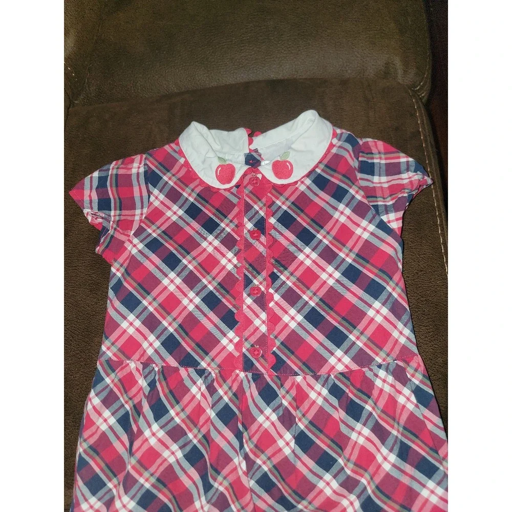 Gymboree classroom cutie plaid apple dress size 8 back‎ to school